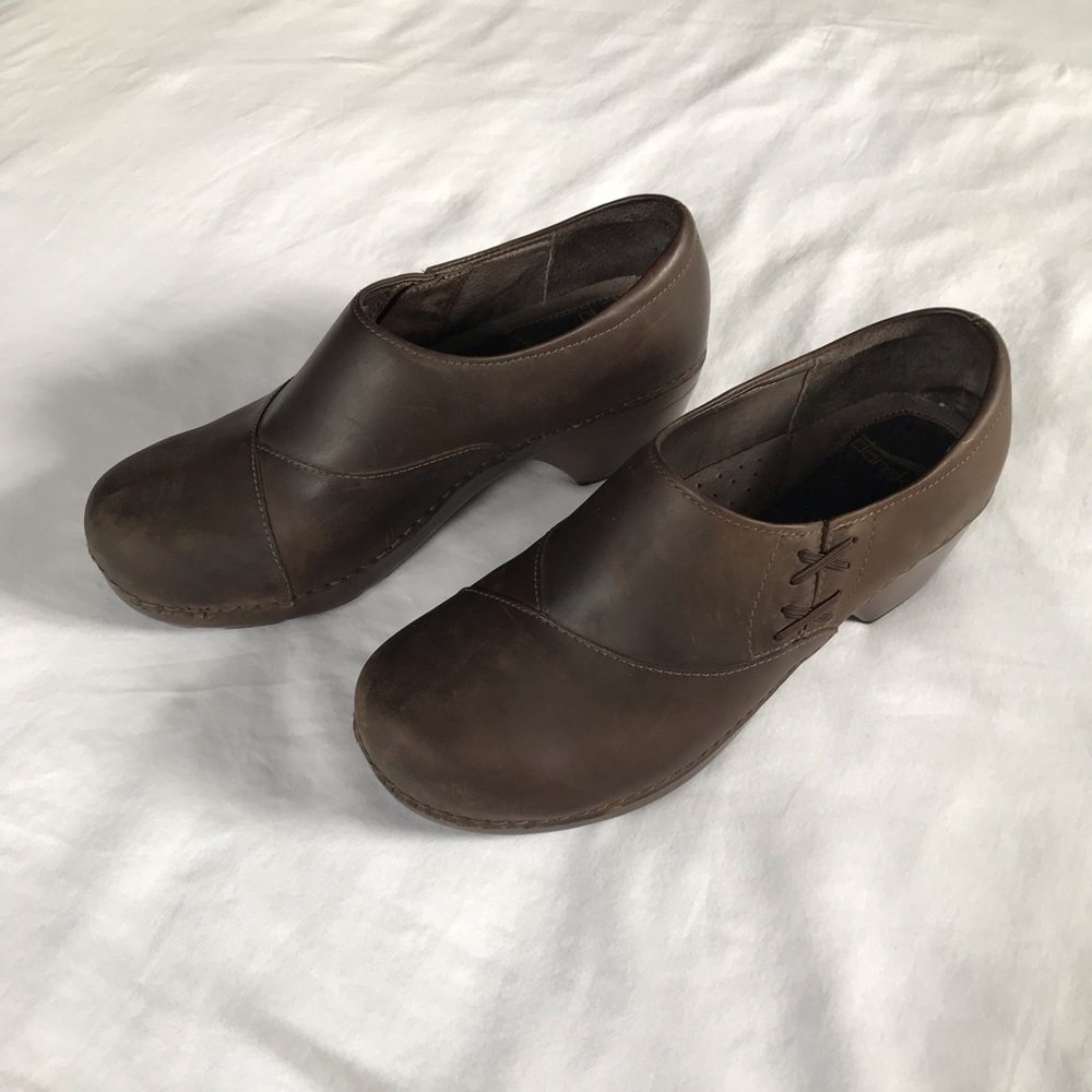 Dansko Stacie Brown Leather Clog, 41, US 10.5/11